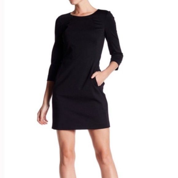 Theory Rikala Wool Blend Black Sheath Mini Dress Size 12 - Picture 1 of 11